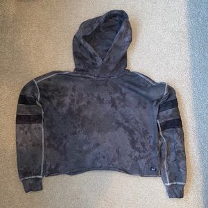 Custom hand dyed charcoal tie dye crop hoodie